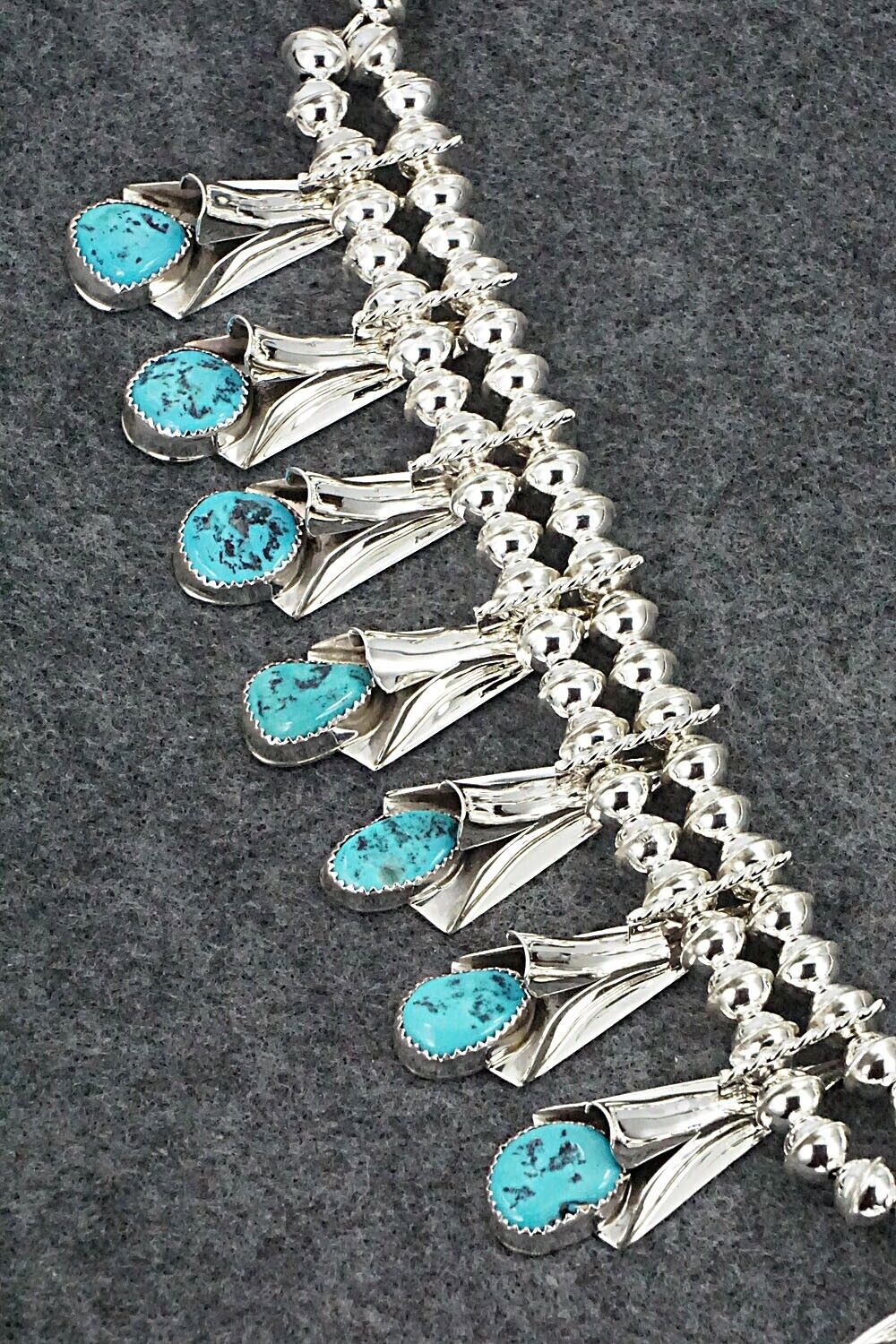 Turquoise & Sterling Silver Squash Blossom Set - Louise Yazzie
