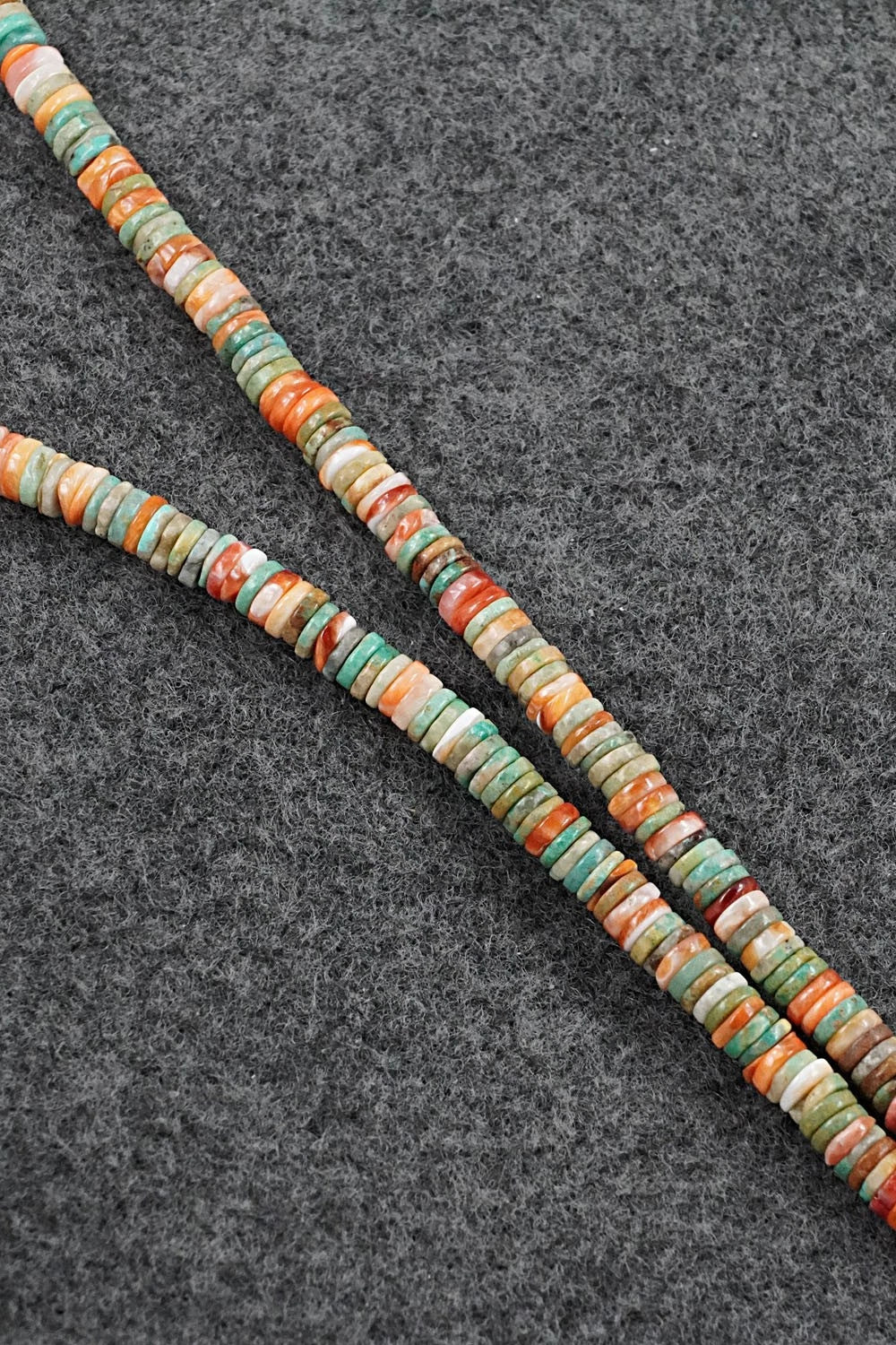 Turquoise, Spiny Oyster & Sterling Silver Necklace 17" - Doreen Jake