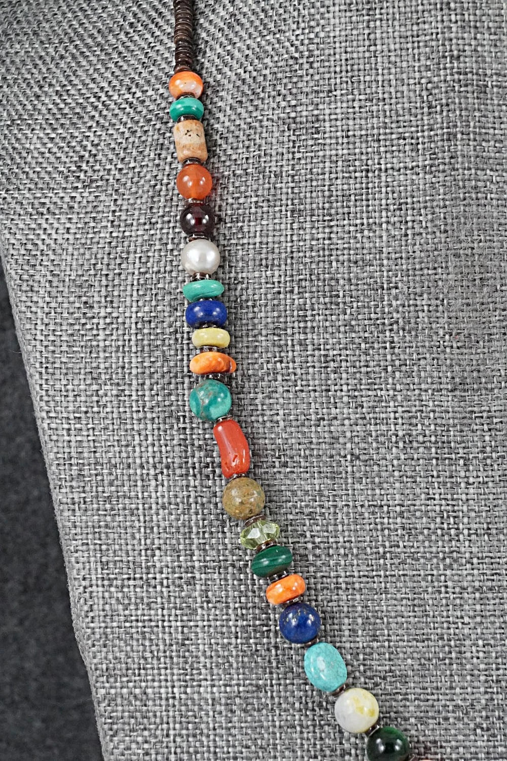 Multi-Stone & Sterling Silver Necklace 18"- Helen Tsosie