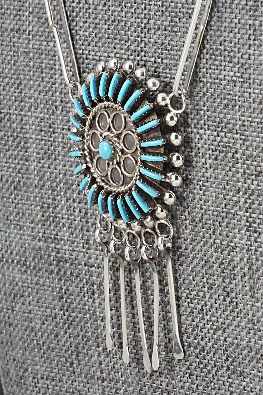 Turquoise & Sterling Silver Necklace and Earrings Set - Philander Gia