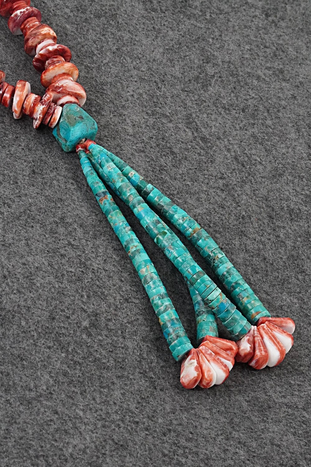 Turquoise & Spiny Oyster Necklace - Lupe Lovato