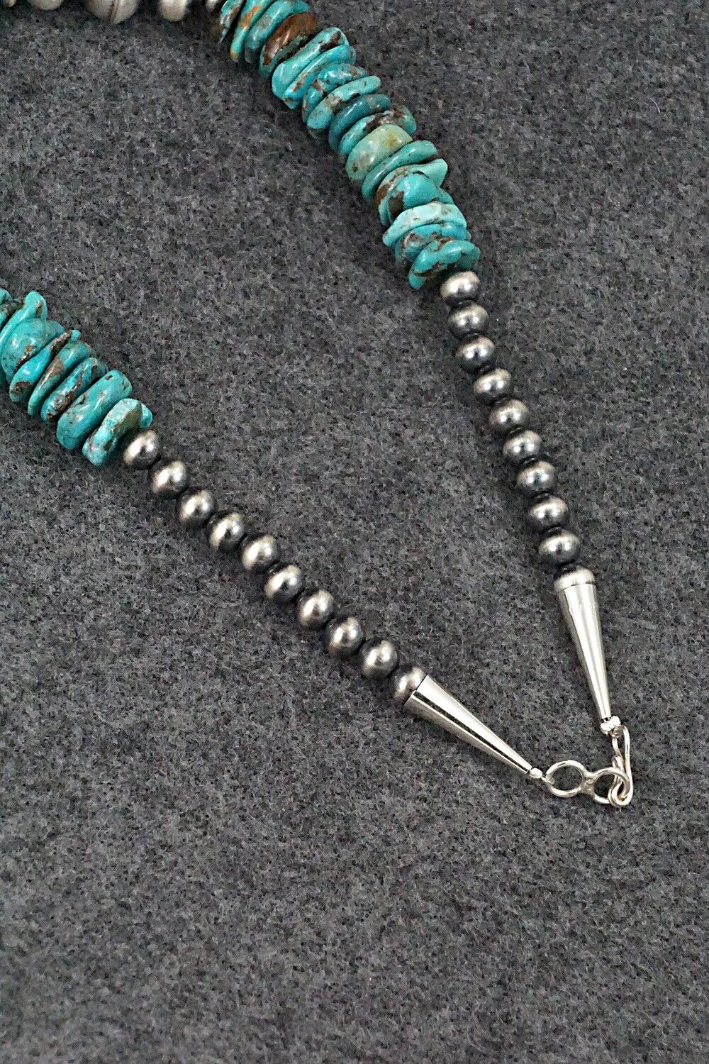 Turquoise & Sterling Silver Necklace 30" - Doreen Jake