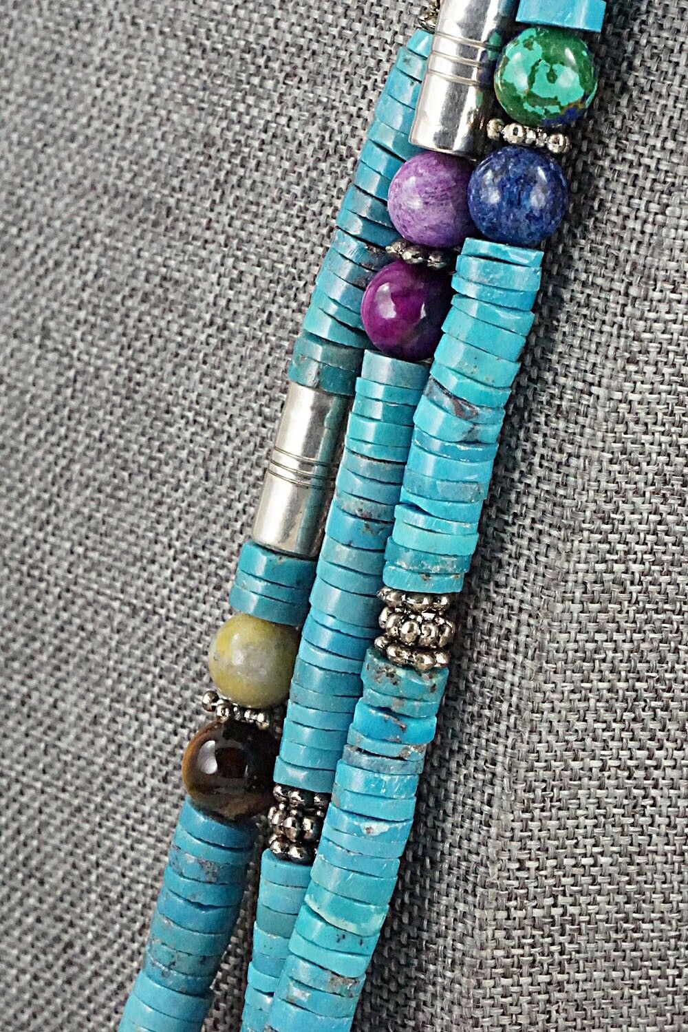 Multi-Stone and Sterling Silver Necklace - Tommy Singer