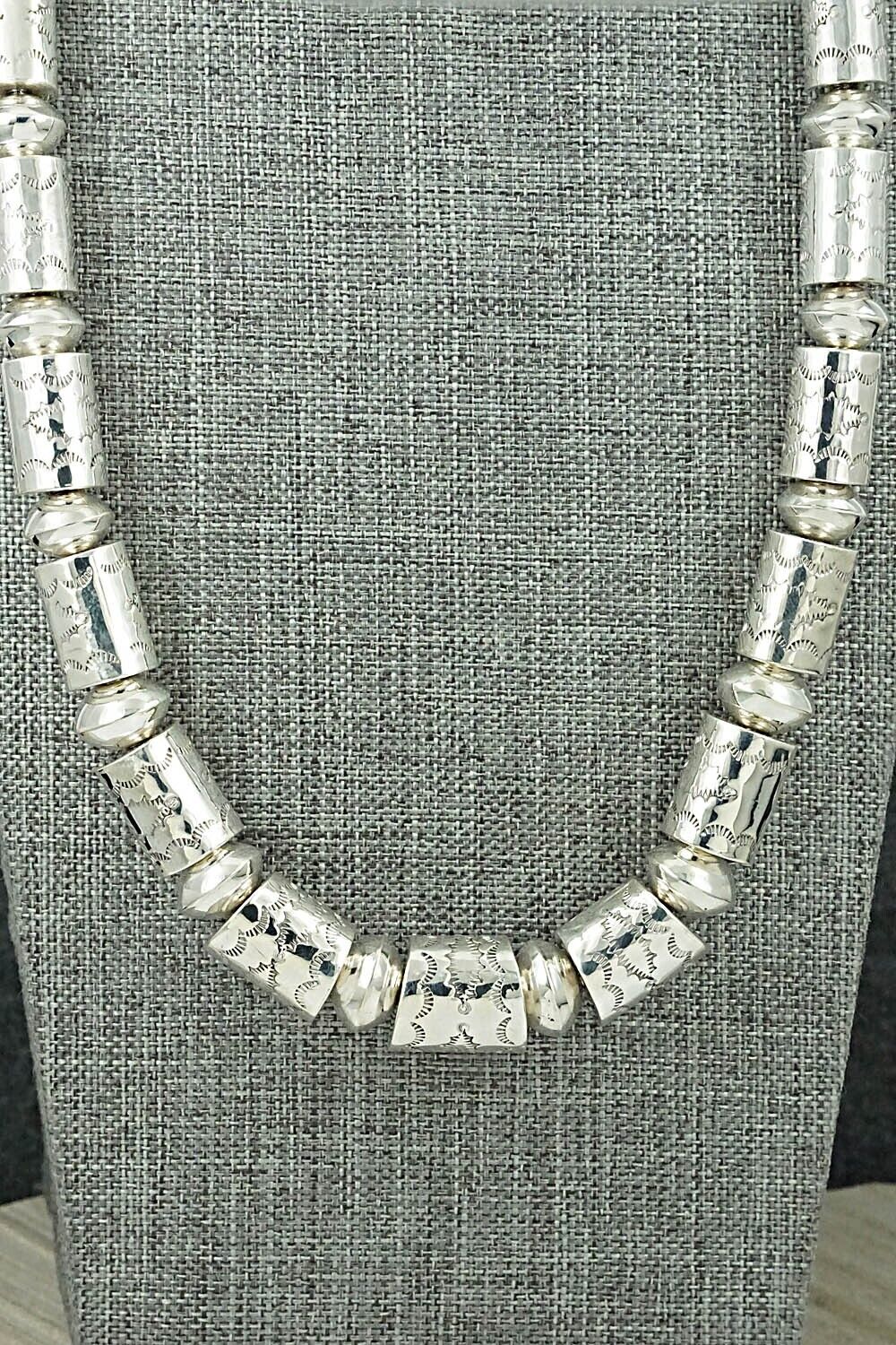 Sterling Silver Navajo Pearl Necklace 29" - Jeffery Castillo