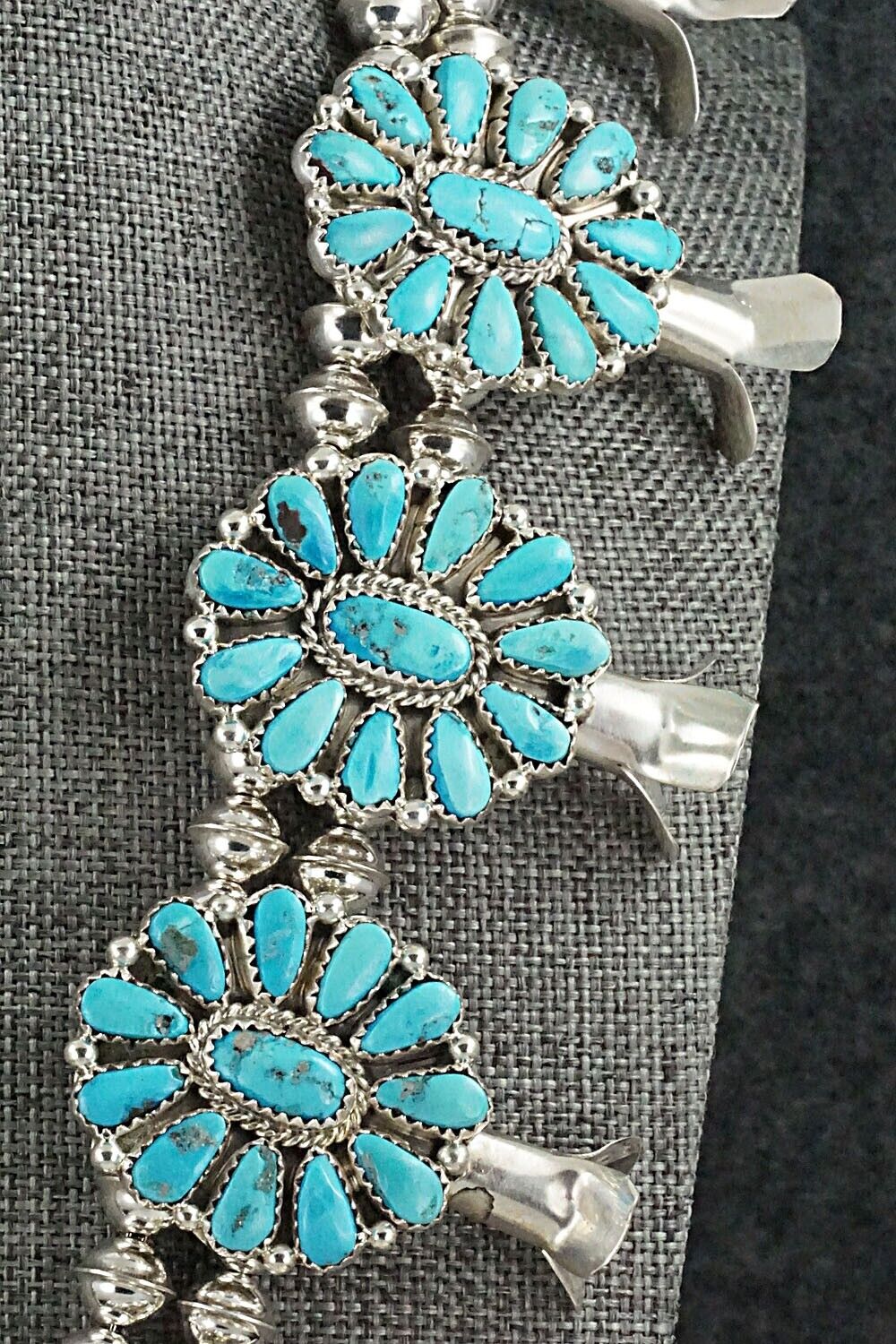 Turquoise & Sterling Silver Squash Blossom Set - Eunise Wilson