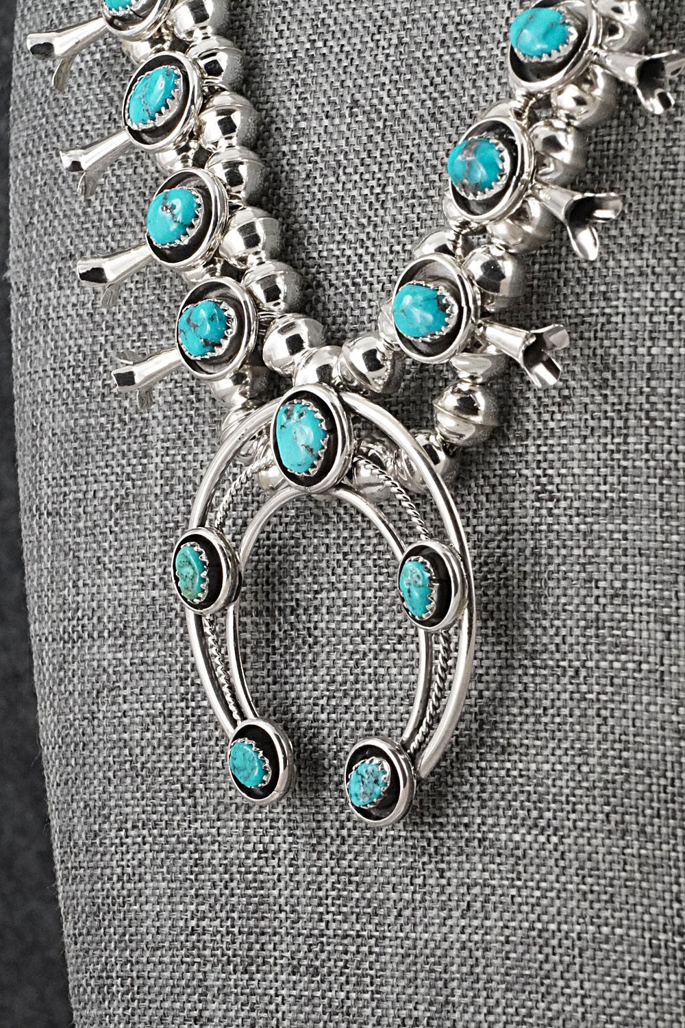 Turquoise & Sterling Silver Squash Blossom Set - Phil Garcia