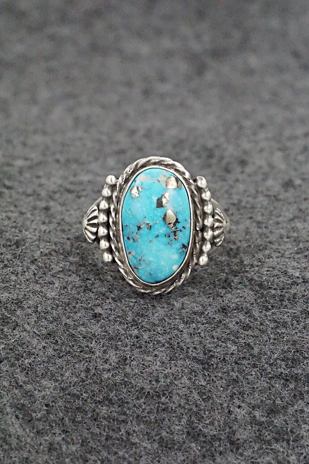 Turquoise & Sterling Silver Ring - Samuel Yellowhair - Size 7