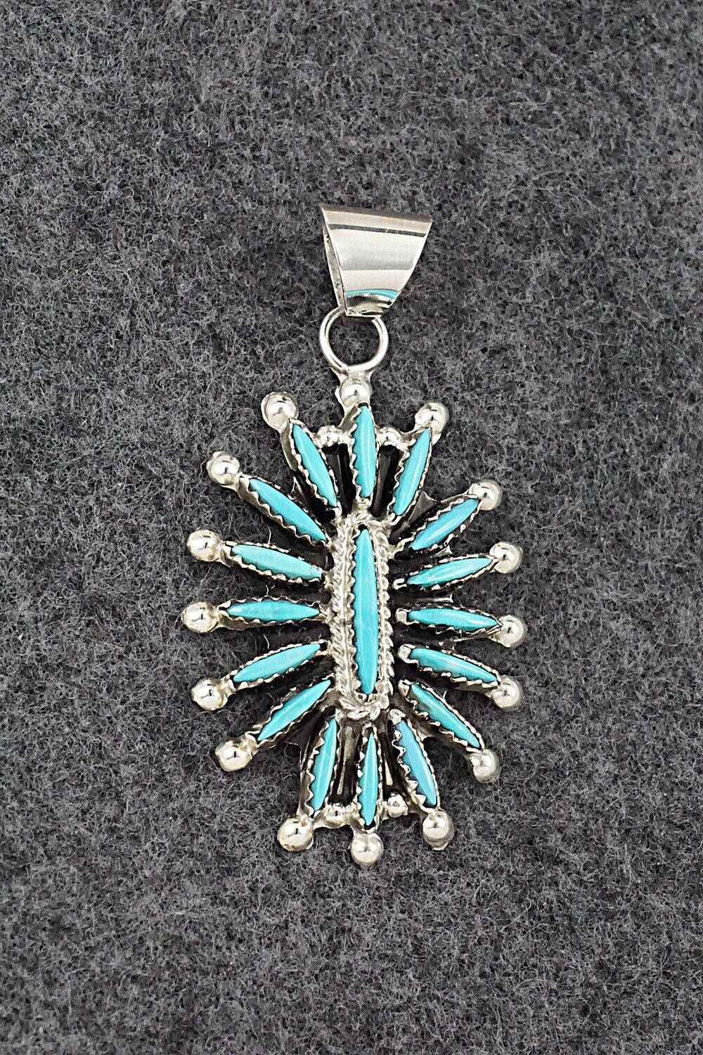 Turquoise & Sterling Silver Pendant - Jack Etsate