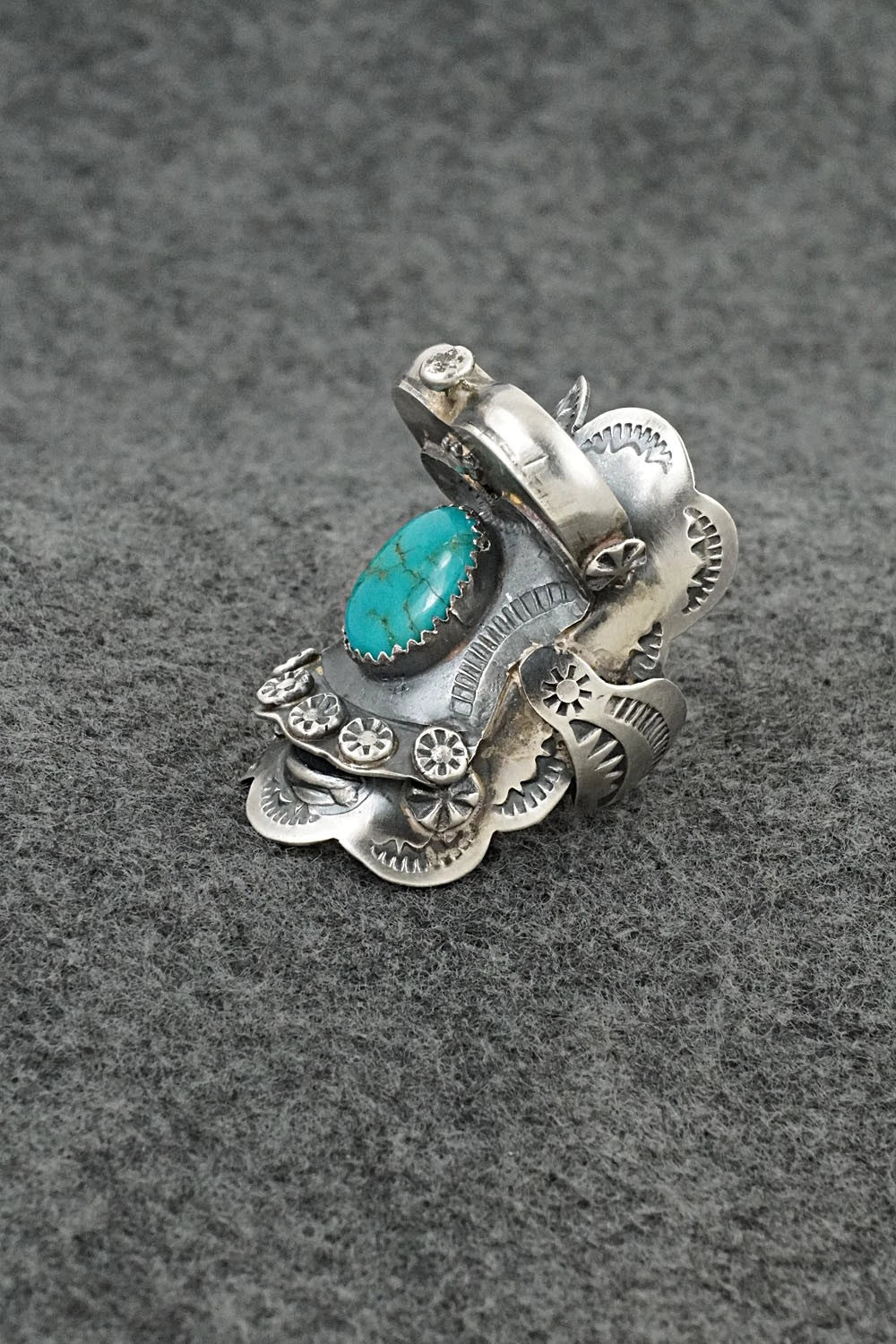 Turquoise & Sterling Silver Ring - Tim Yazzie - Size 7.5