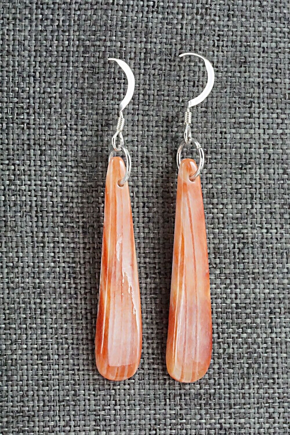 Spiny Oyster & Sterling Silver Earrings - Louise Pete