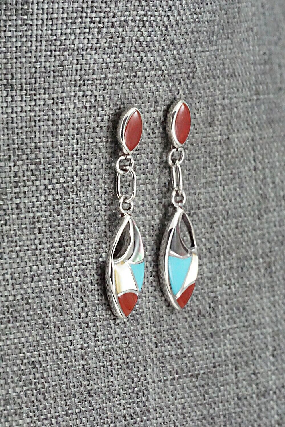 Multi-Stone & Sterling Silver Inlay Earrings - Faye Leekya
