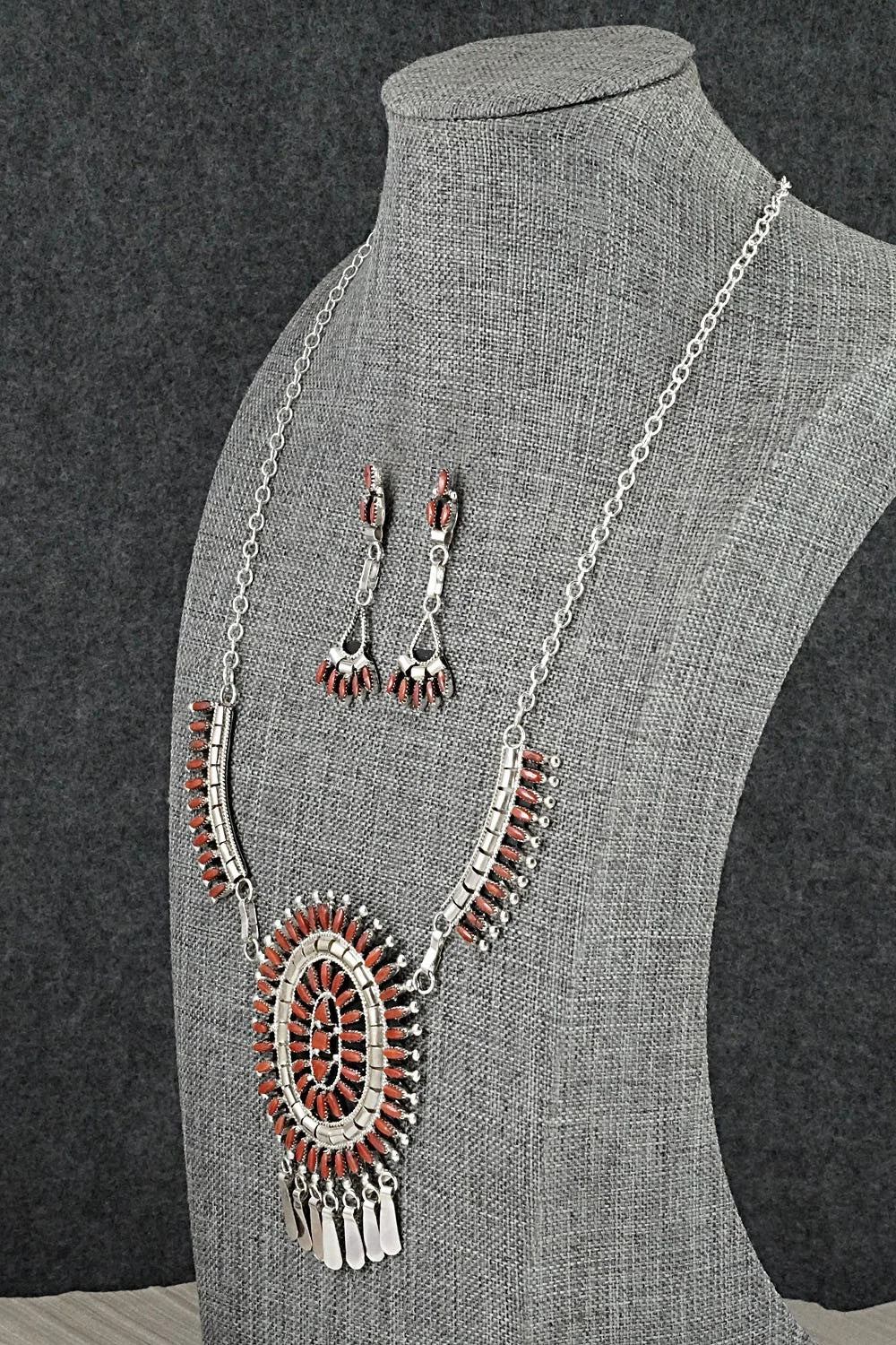 Coral & Sterling Silver Necklace Set - Evonne Hustito