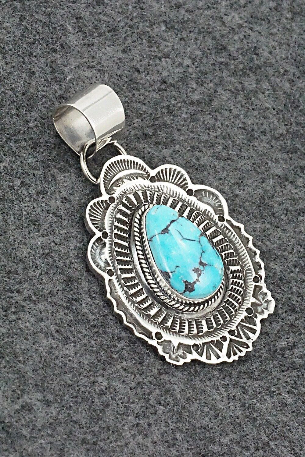 Turquoise & Sterling Silver Pendant - Leonard Maloney