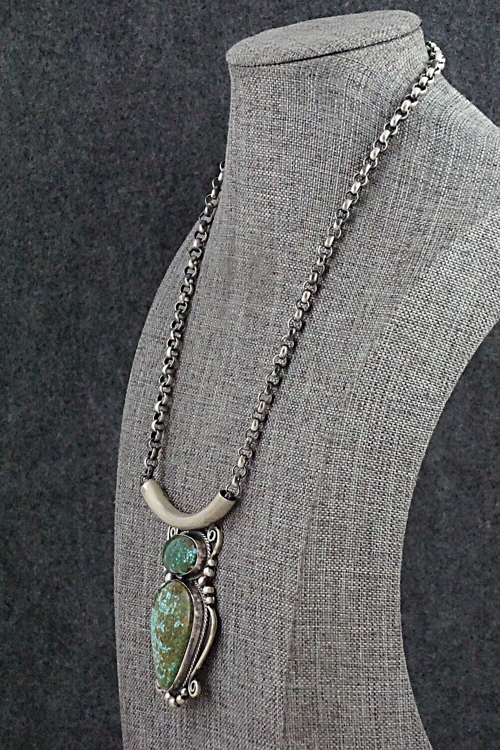 Turquoise & Sterling Silver Necklace - Raymond Delgarito