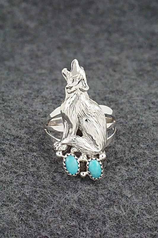 Turquoise & Sterling Silver Ring - William Begay - Size 8.25
