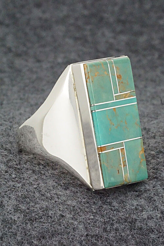 Turquoise & Sterling Silver Ring - Wilbert Gray - Size 14