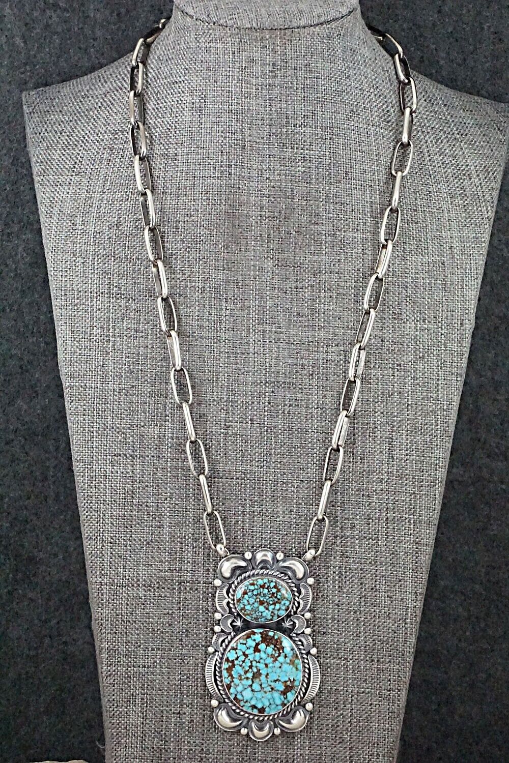 Turquoise & Sterling Silver Necklace - Raymond Delgarito