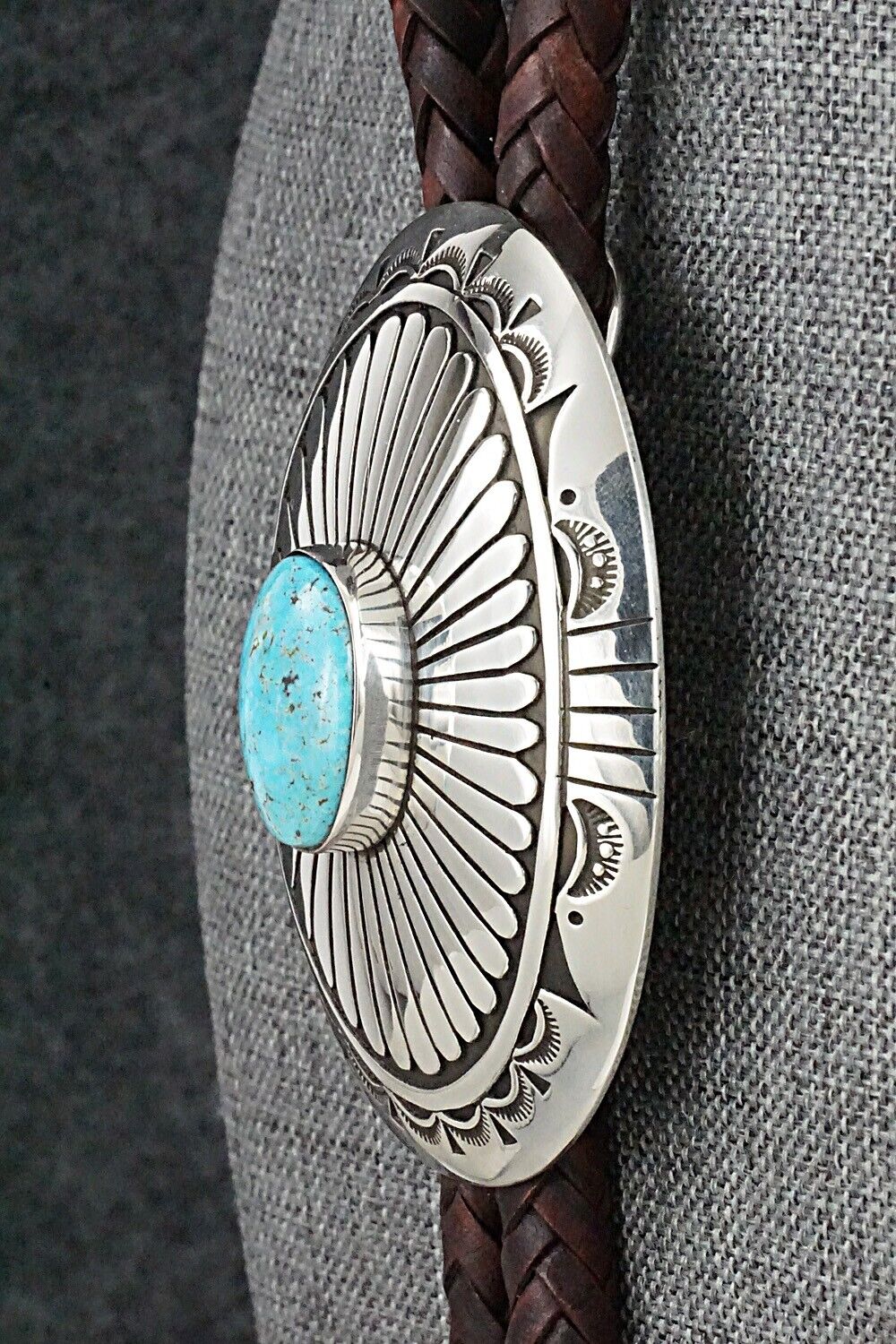 Turquoise & Sterling Silver Bolo Tie - Charlie John