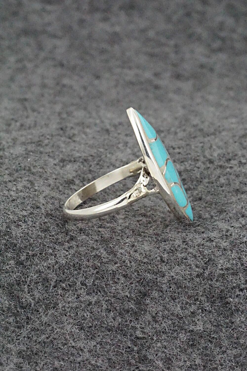 Turquoise & Sterling Silver Ring - Orena Leekya - Size 7.5