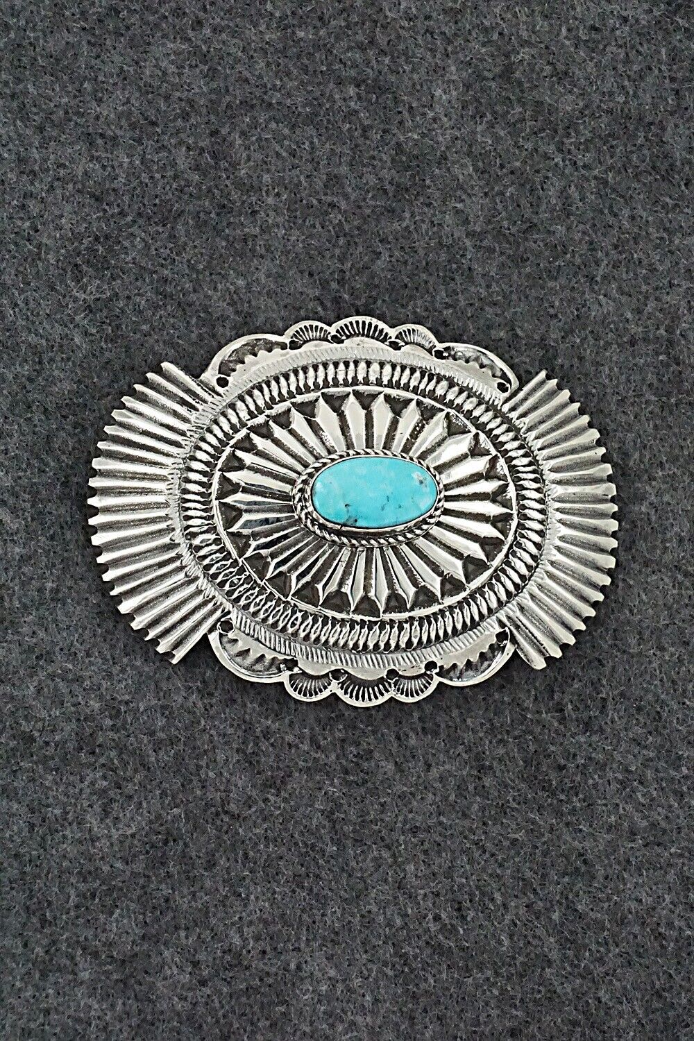 Turquoise & Sterling Silver Belt Buckle - Leonard Maloney