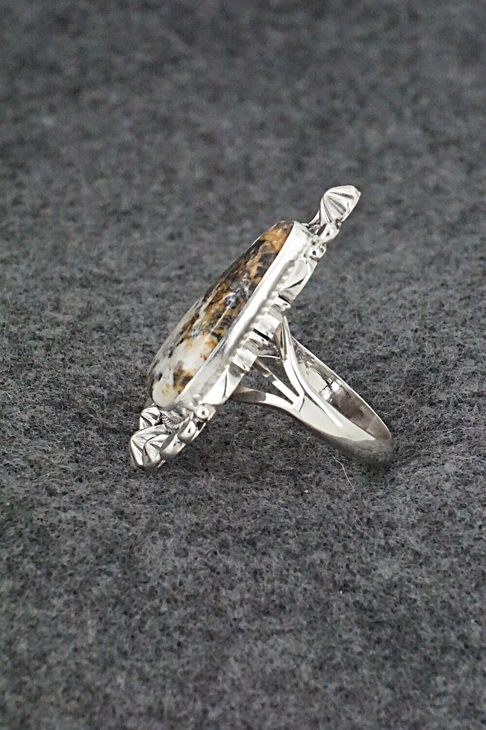 White Buffalo & Sterling Silver Ring - Daniel Benally - Size 7.5