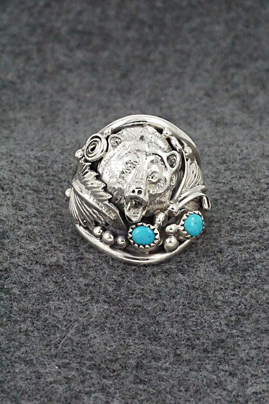 Turquoise & Sterling Silver Ring - Jeannette Saunders - Size 13.5