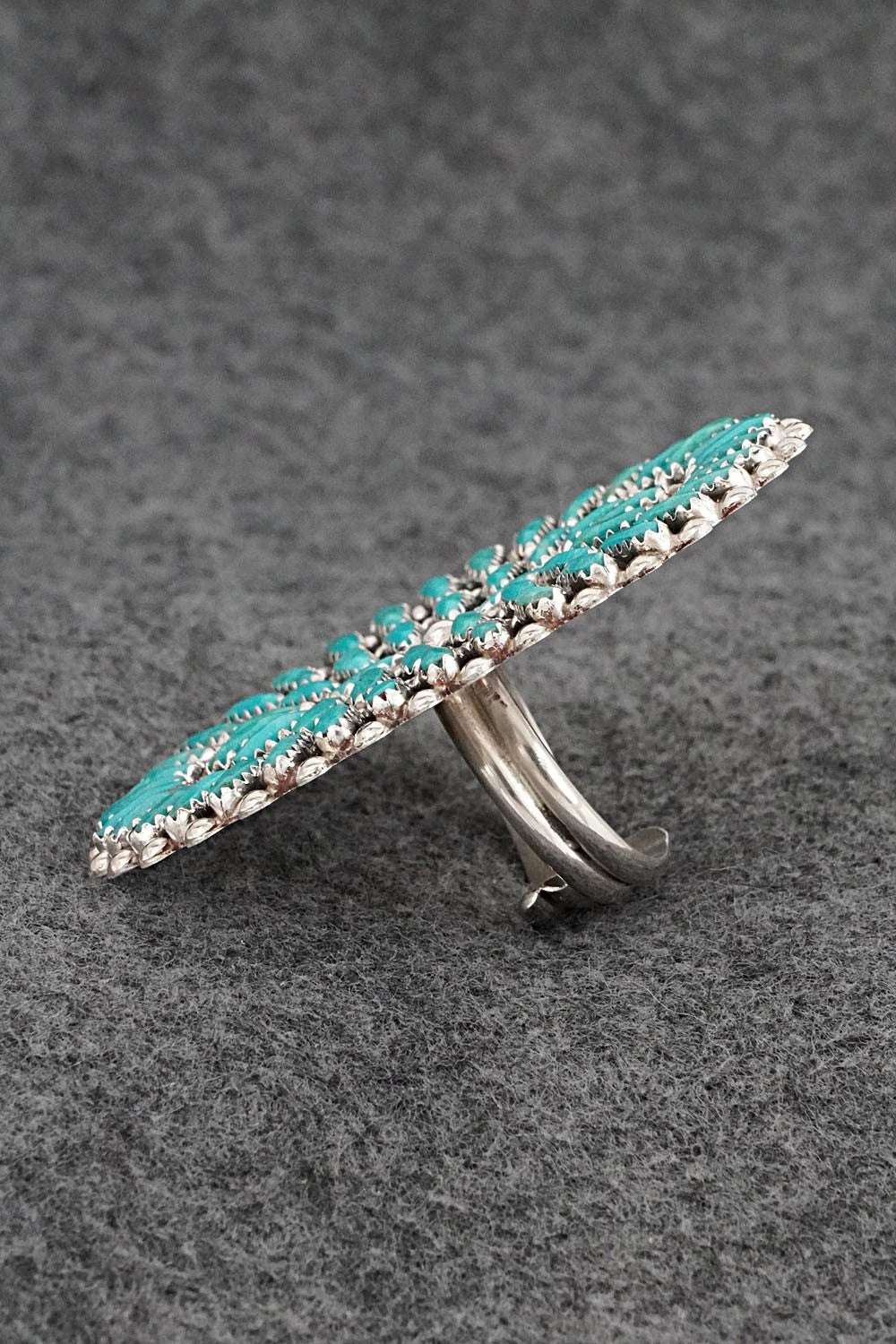 Turquoise & Sterling Silver Ring - Philena Byjoe - Size 8, Adj.