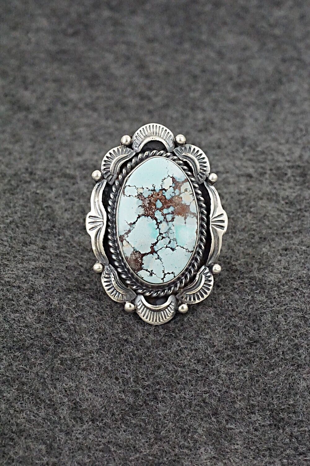 Turquoise & Sterling Silver Ring - Raymond Delgarito - Size 9