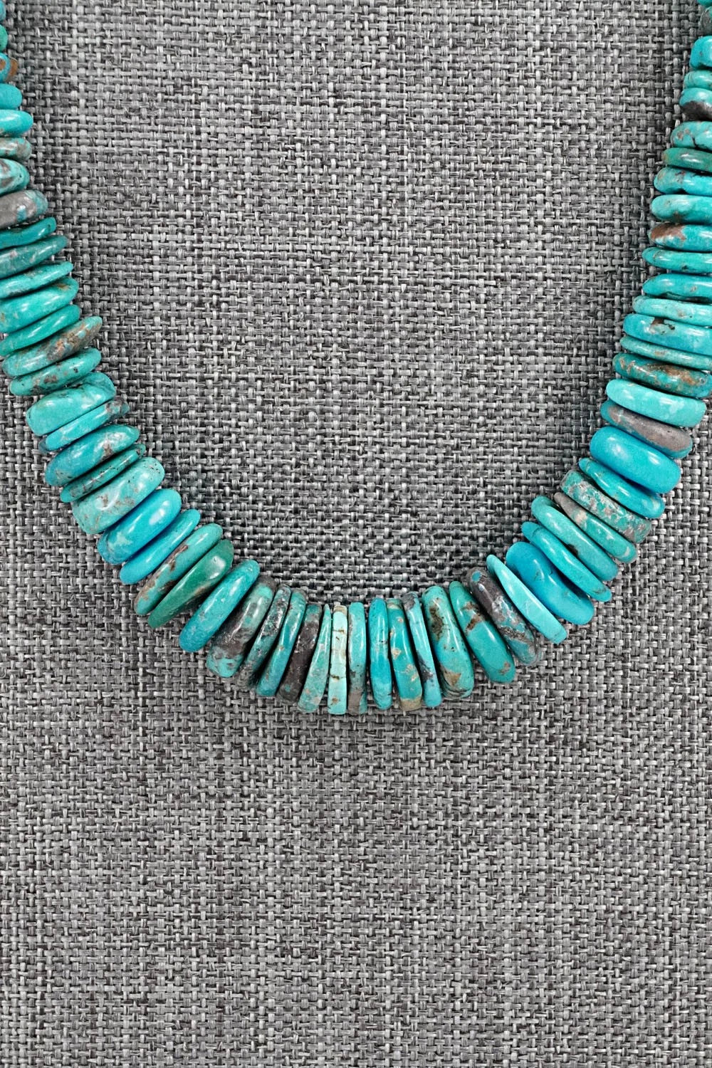 Turquoise & Sterling Silver Necklace 22" - Doreen Jake