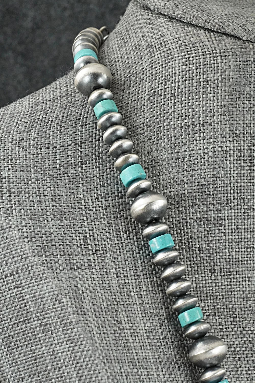 Turquoise & Sterling Silver Navajo Pearl Necklace 20" - Crystal Haley