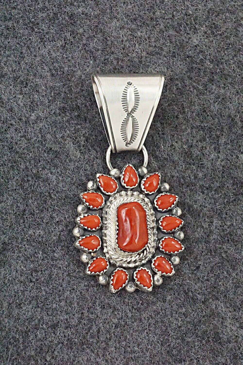 Coral & Sterling Silver Pendant - Tom Lewis