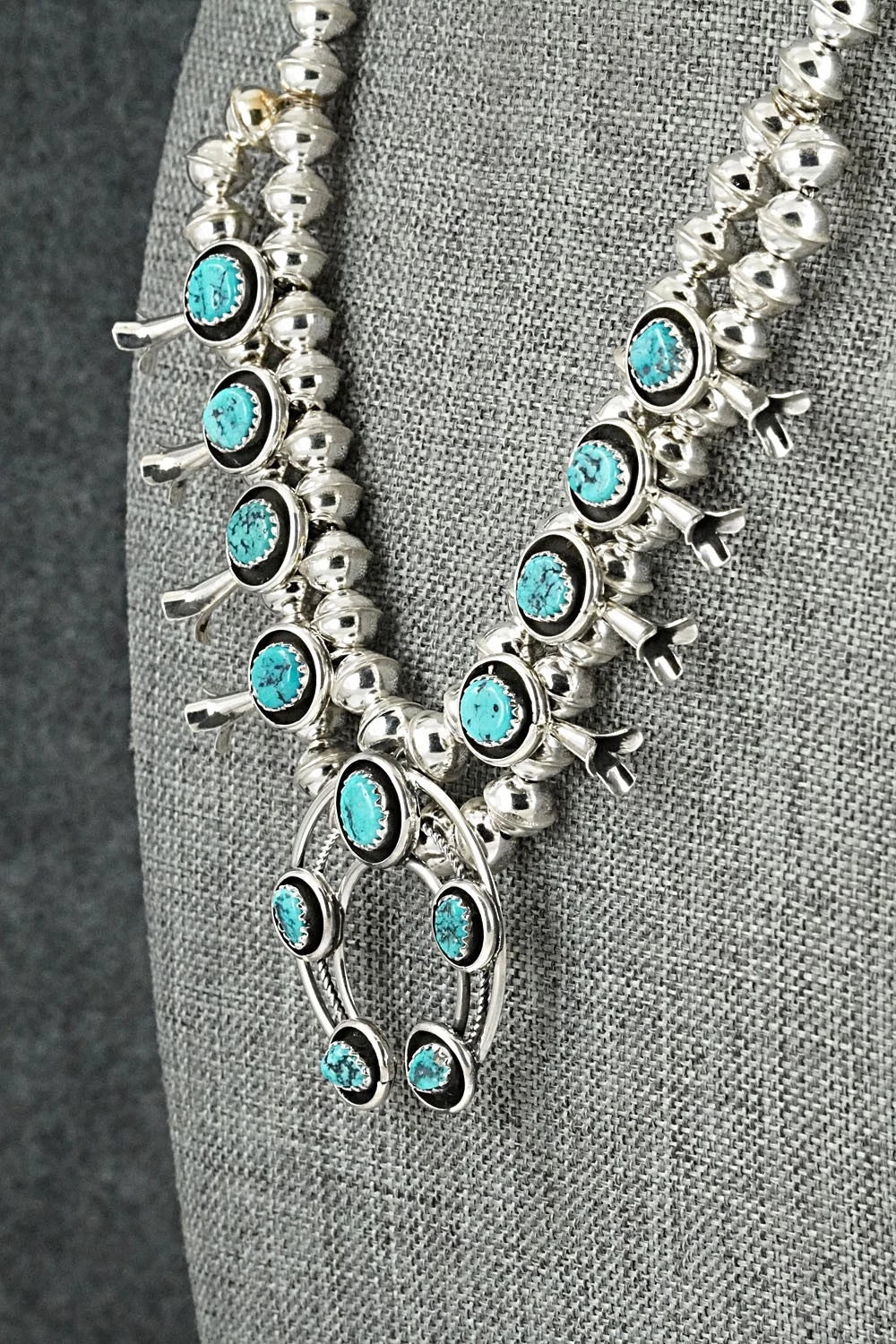 Turquoise & Sterling Silver Squash Blossom Set - Phil Garcia