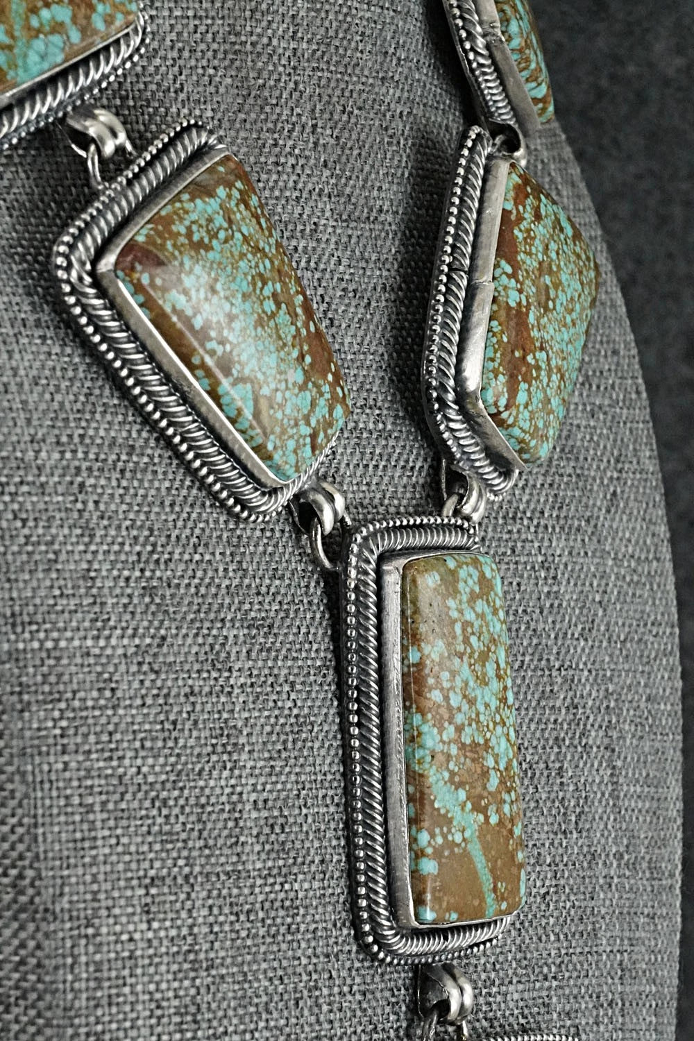 Turquoise & Sterling Silver Necklace and Earrings Set - Darrin Livingston