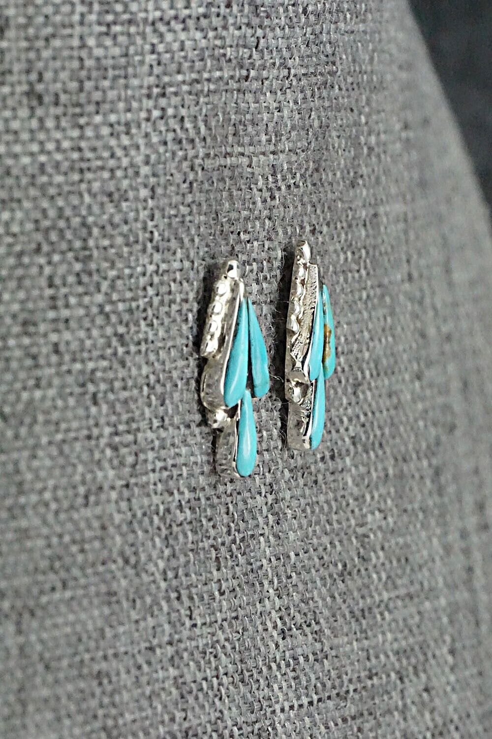 Turquoise & Sterling Silver Earrings - Vincent Hooee