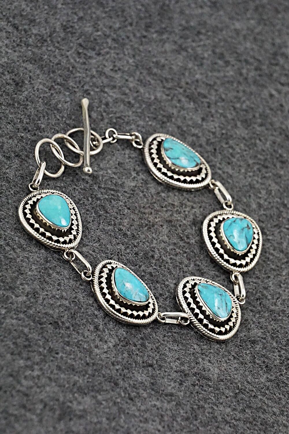 Turquoise & Sterling Silver Link Bracelet - Sheena Jack