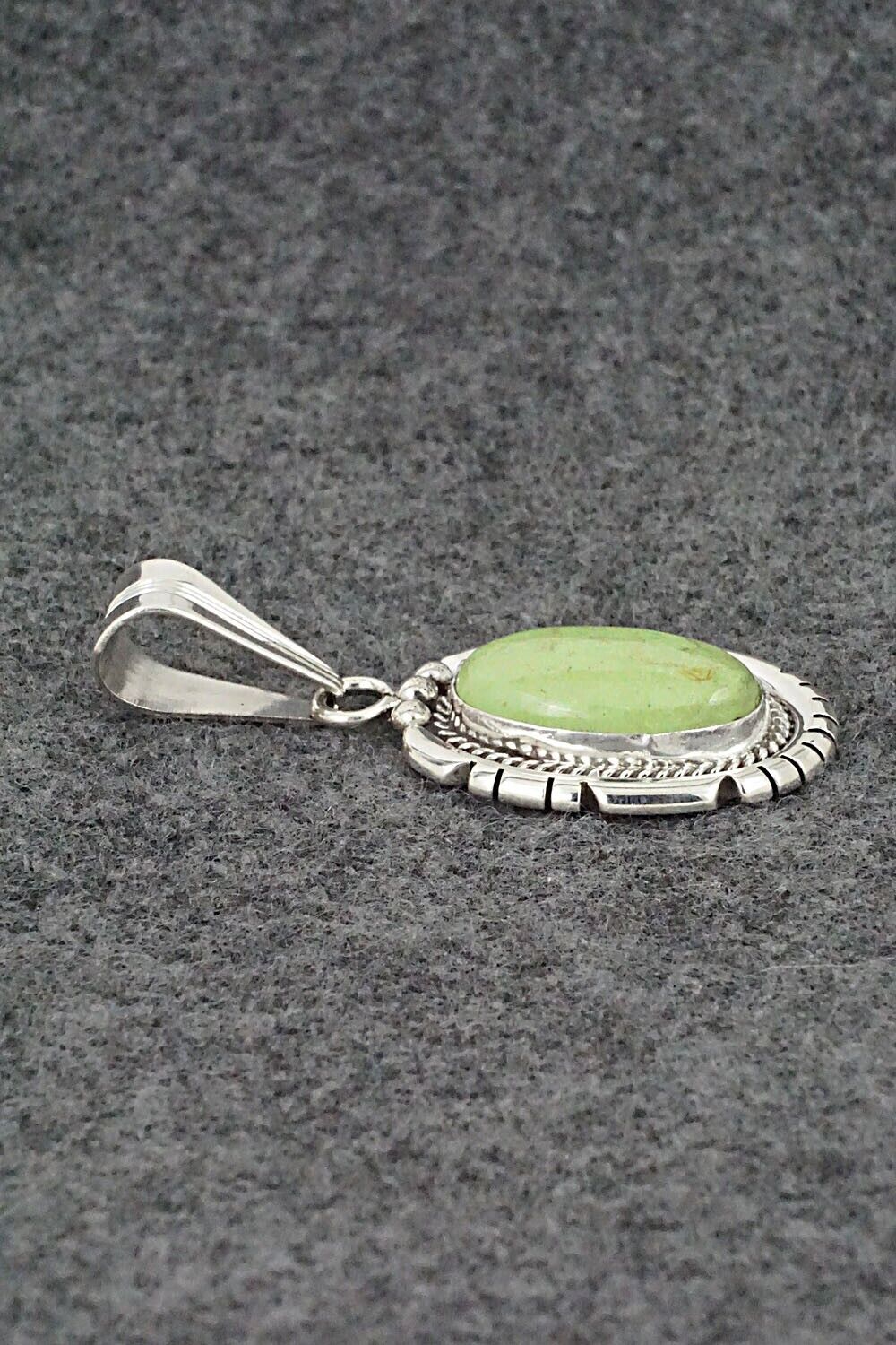 Gaspeite & Sterling Silver Pendant - Samuel Yellowhair