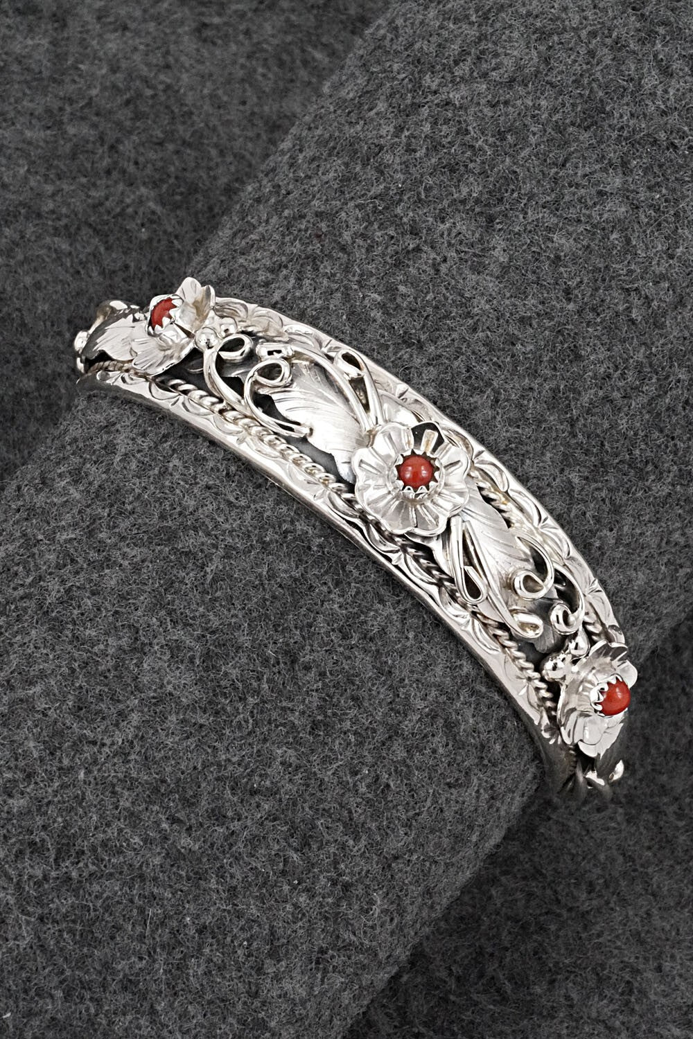 Coral & Sterling Silver Bracelet - Bessie Joe