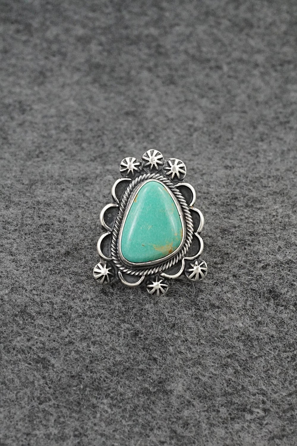 Turquoise & Sterling Silver Ring - Bobby Johnson - Size Adjustable