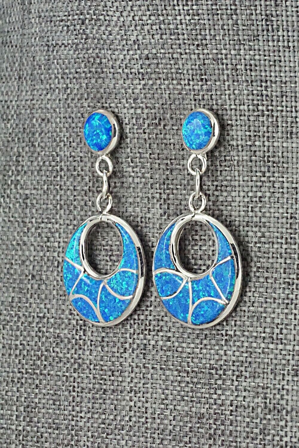 Opalite & Sterling Silver Inlay Earrings - Delorna Lahi