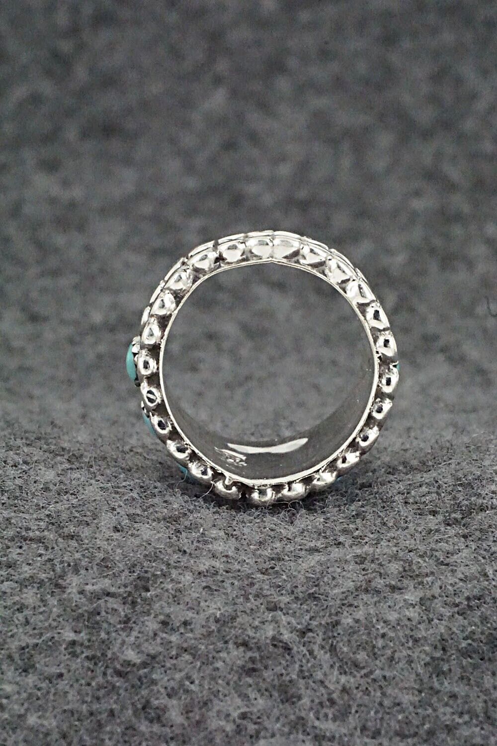 Turquoise & Sterling Silver Ring - Kenny Lonjose - Size 7.5