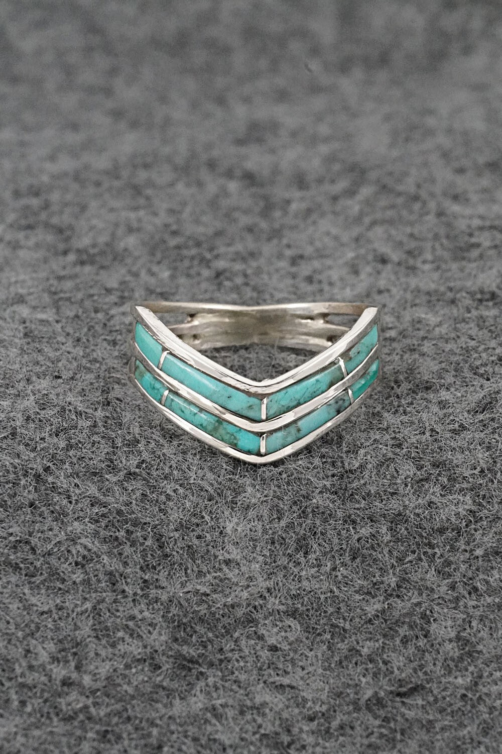 Turquoise & Sterling Silver Ring - Andrew Enrico - Size 8.5