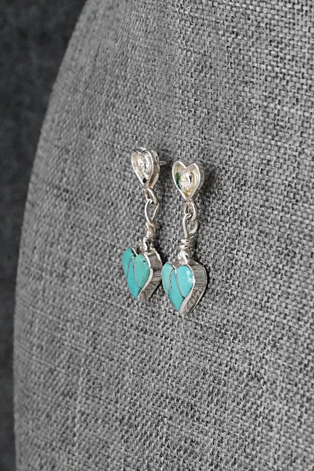Turquoise & Sterling Silver Inlay Earrings - Ola Eriacho