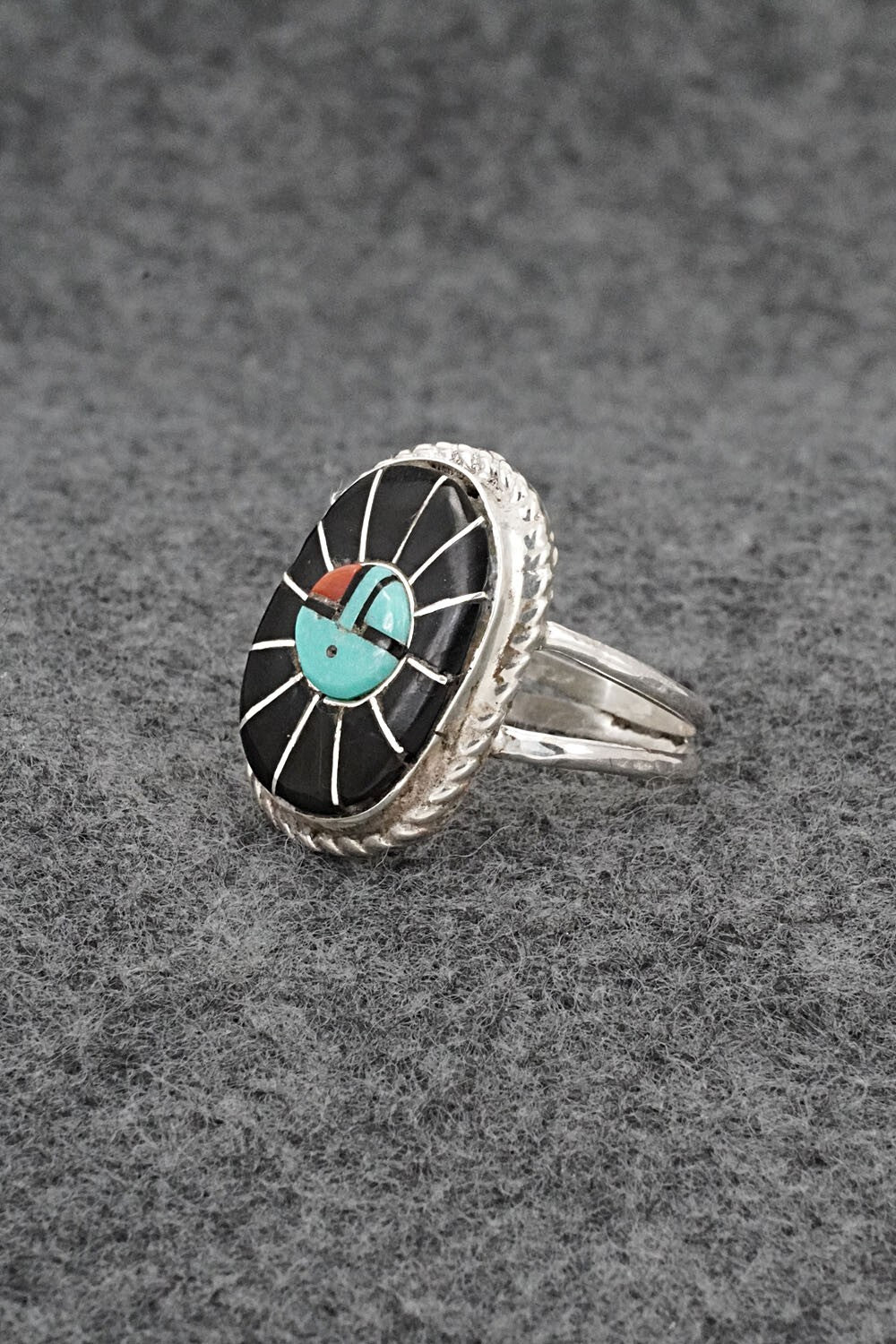 Multi-Stone & Sterling Silver Inlay Ring - Ola Eriacho - Size 8.5
