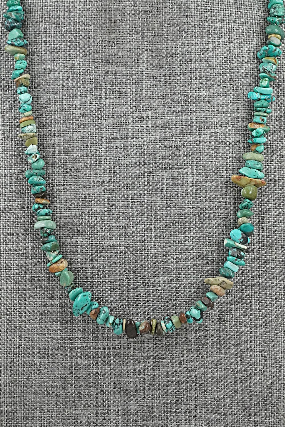 Turquoise & Sterling Silver Necklace 38" - Doreen Jake