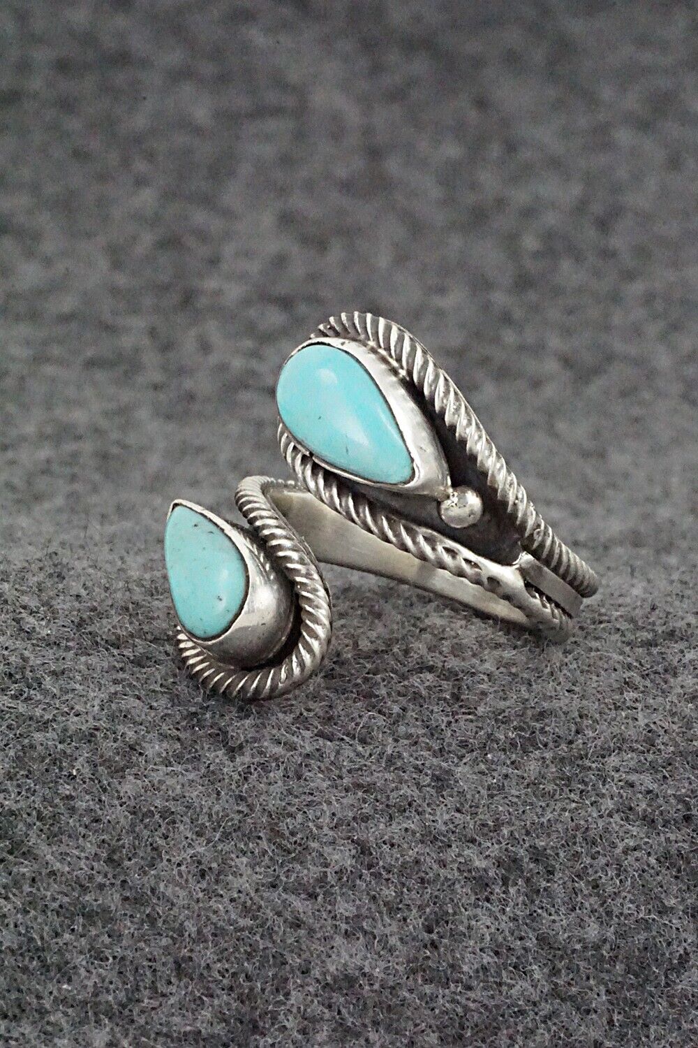 Turquoise & Sterling Silver Ring - Kenny Lonjose - Size 7.5