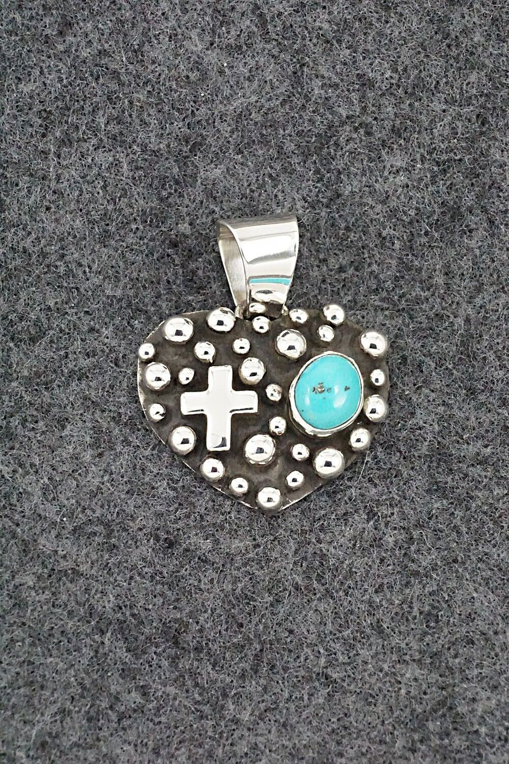 Turquoise & Sterling Silver Pendant - Raymond Coriz