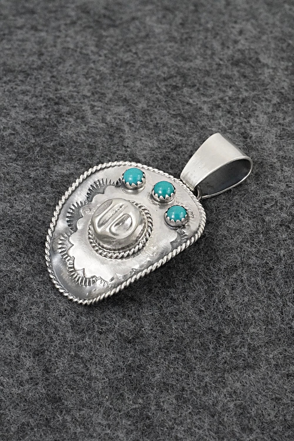 Turquoise & Sterling Silver Pendant - Bobby Platero