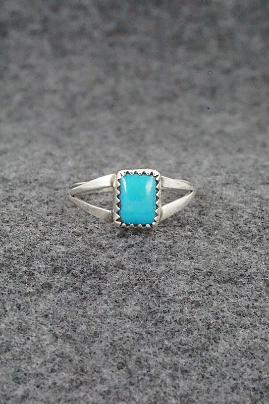 Turquoise and Sterling Silver Ring - Robert Martinez - Size 8.5