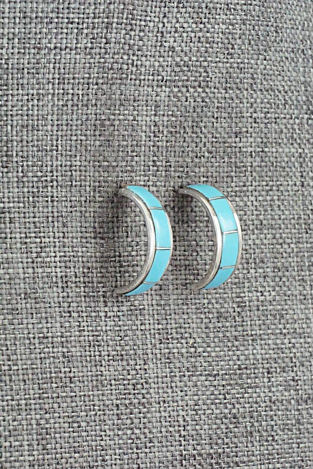 Turquoise & Sterling Silver Hoop Earrings - Claressa Kylestewa