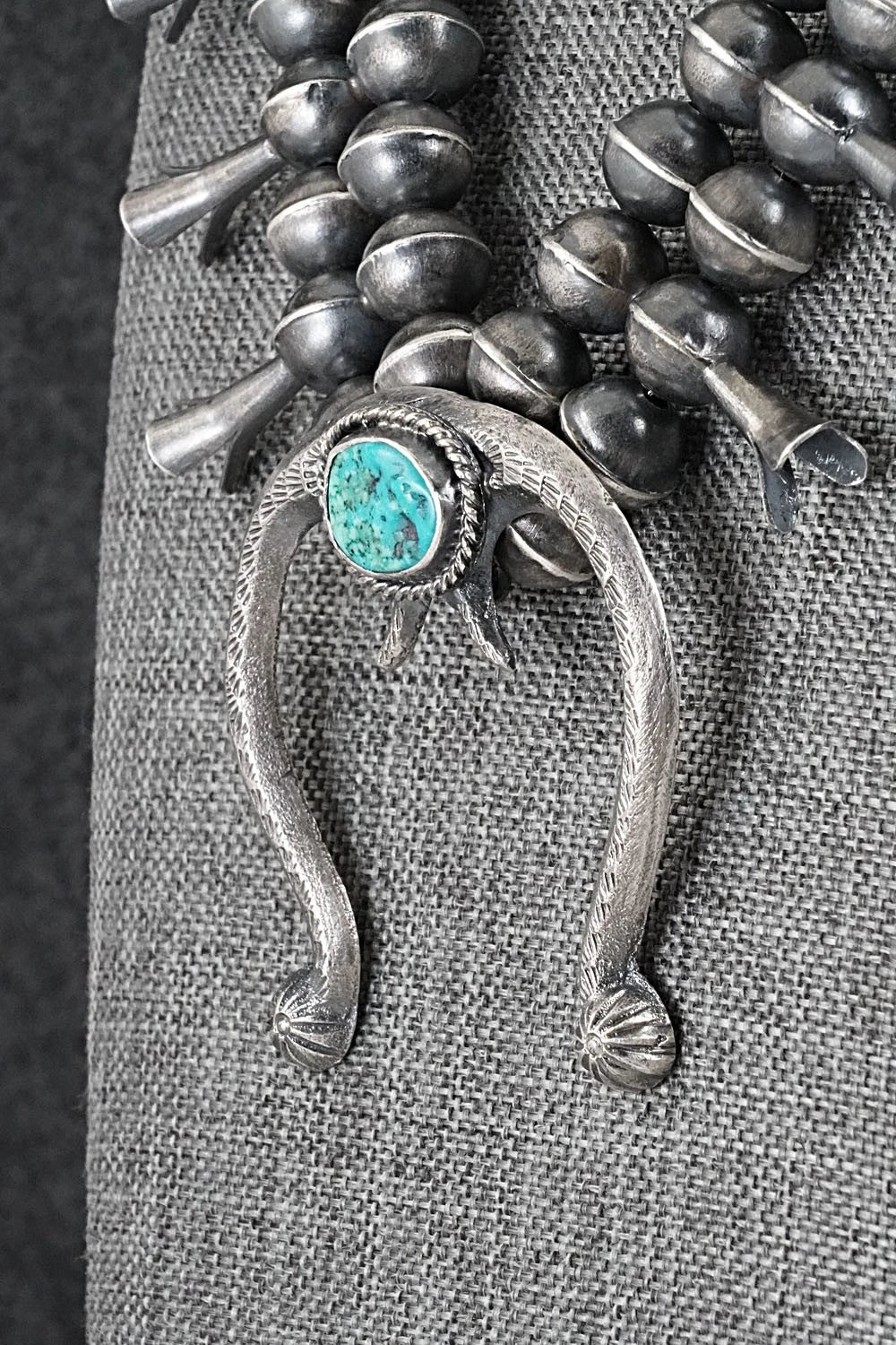 Turquoise & Sterling Silver Squash Blossom Set - Gilbert Martin